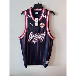 Puma Salzburg Red Bull Uniform Tank Top Men's Size Large Mesh Blue Red Stripes